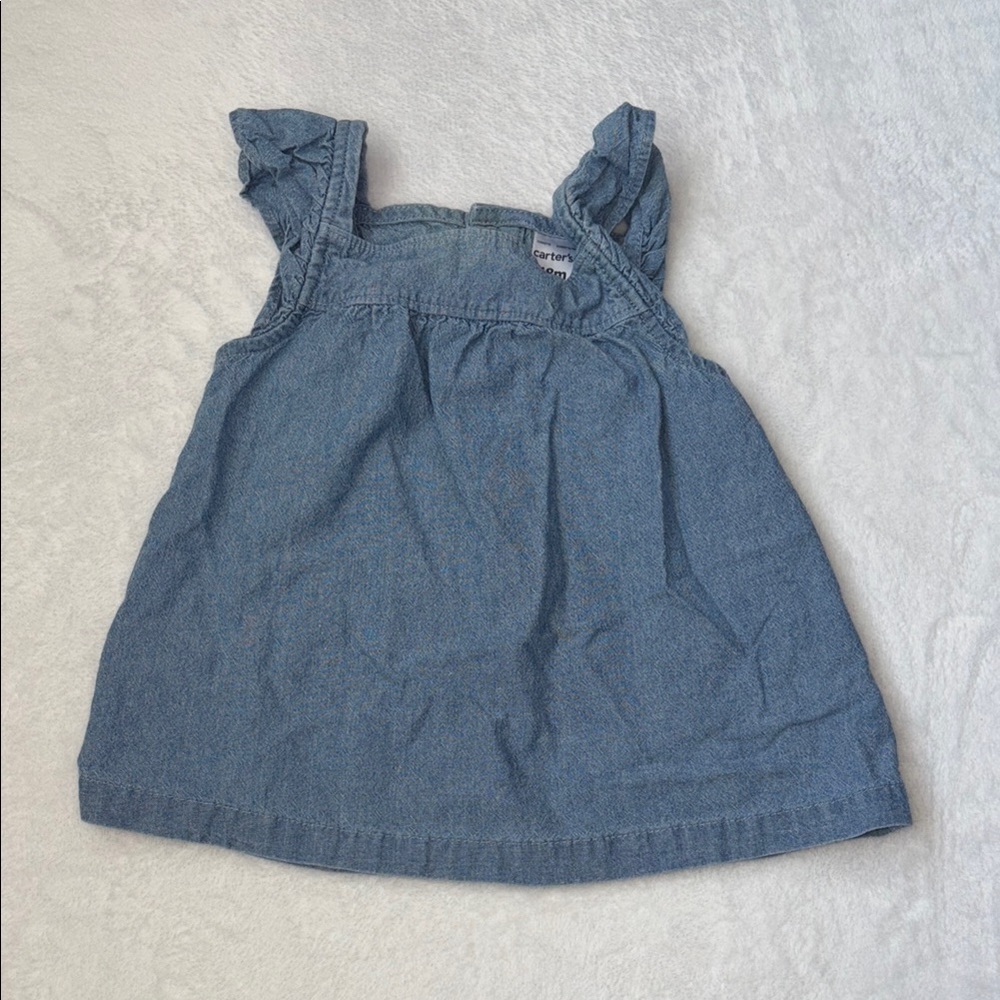 (3 for $10) carters 18 month Blue Denim shirt with Ruffle Sleeves